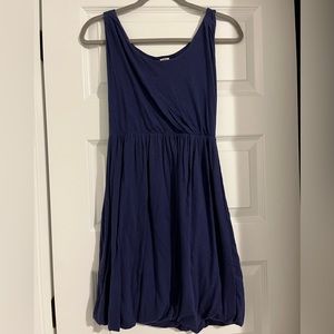 Dark Blue Balloon Hem Knit Dress: Casual Comfort, Effortless Style